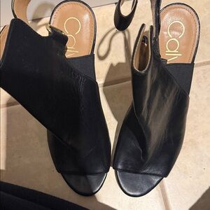 Calvin Klein Black Leather Mules